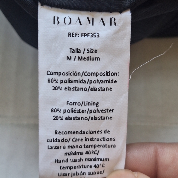 NWOT Boamar Womens Black One Piece Swimwear Smocked Front Scoop Back Size M - Picture 2 of 7